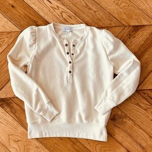 Evereve Roxy Puff Henley Sweatshirt Cream XS